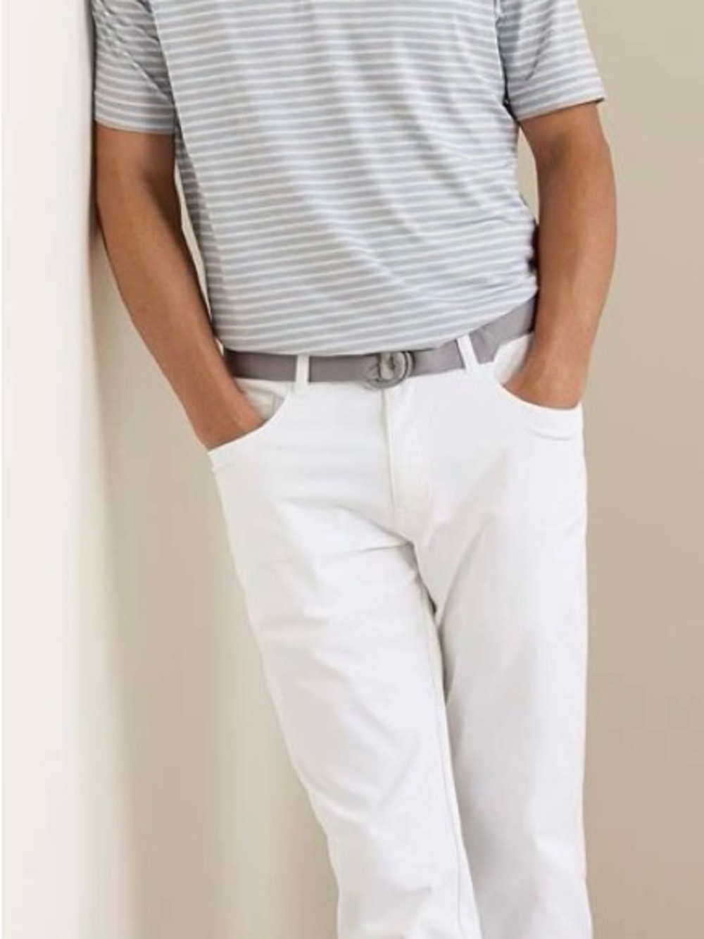Peter Millar 5 Pocket White Pants with Branded Button